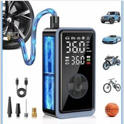 Tire Inflator Portable Air Compressor - 150PSI Cordless Air Pump for Car Tires, Portable Tire Inflator for Car, Air Compressor with Pressure Gauge/LED