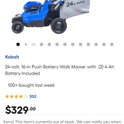 Brand new 24 v max brushless 16" Deck Kobalt Lawn Mower
