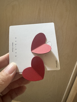 Folded Heart Statement Earrings – Red and Pink Two-Tone, New