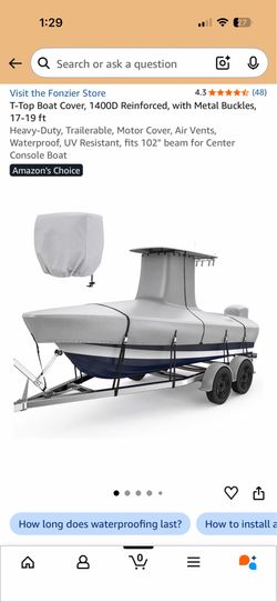 17-19 foot boat cover with t-top