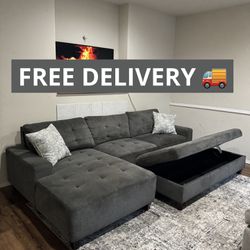 Large Gray Sectional Couch 🛋️- FREE DELIVERY 🚚 