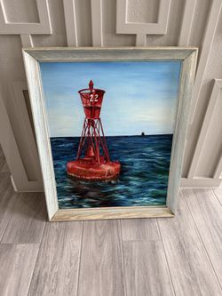 Original Signed Coastal Painting – Red Buoy #22