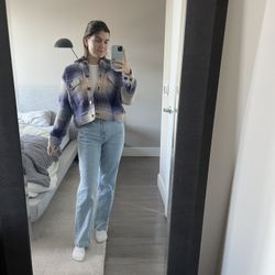 Aritzia Cropped Purple Autumn Shirt Jacket