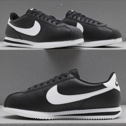 Nike Cortez Basic Black White Leather Men's Size 9/Fits Women 10.5 