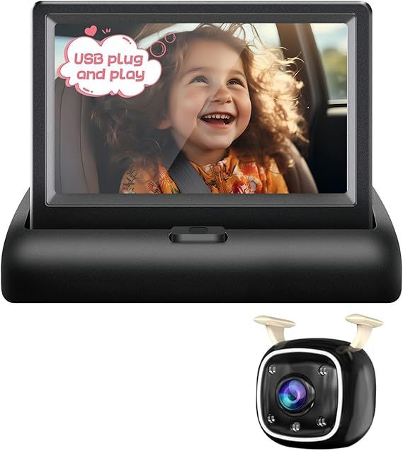 BRAND NEW Baby Car Camera with 4.3'' Monitor,HD 1080P Night Vision,150° Wide Angle, Easy Installation, Safe & Portable Baby Monitor
