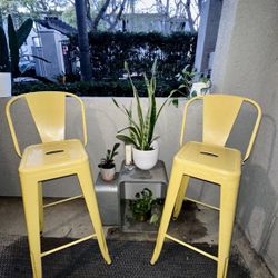 Metal Bar Stools - Yellow