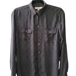 Loft Top Button Down Pockets Long Sleeve Roll Tab Size S