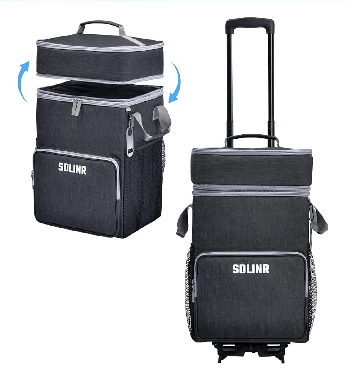 72-Can Large Rolling Cooler, Leakproof Insulated Soft Cooler Bag with Wheels and Handle, Grey New