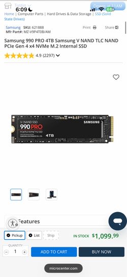 *NEW* Samsung 990 PRO 4TB Samsung V NAND TLC NAND PCle Gen 4 x4 NVMe M.2 Internal SSD