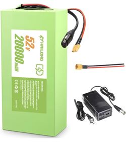 52V 20Ah High-Performance Battery/Personal E-Trans-Port Power Pack for 200W-1500W Motor, with 40A BMS, XT60 Connector & 58.8V 4A 3-Prong XLR Adapter（0