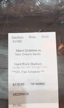 Miami Dolphins Ticket 11-30 