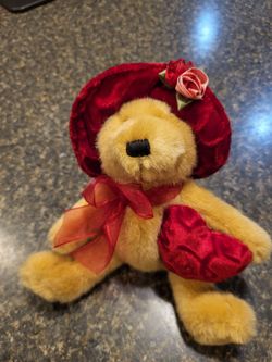 Dan Dee tan 6" bear with red hat