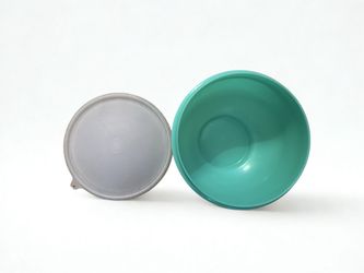 Vintage Tupperware Aqua Turquoise Bowl with Lid | Retro Kitchen Storage Container