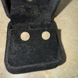 Diamond Cluster earrings On 14k Yellow Gold