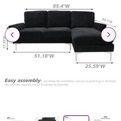 85.4" Wide Reversible Sofa & Chaise