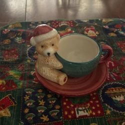 Candle holder teacup bear