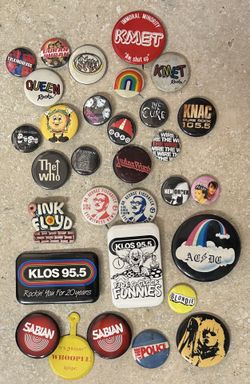 Rock, Radio and TV Pin Back Buttons