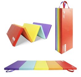 Kangaroo Hoppers Gymnastics Tumbling Mats for Kids, Foldable Gym Mat with Carrying Handles for Home Activity Play