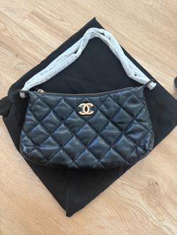 Chanel Quilted Black Leather Hobo Bag