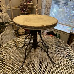 Antique Wood And Brass Stool