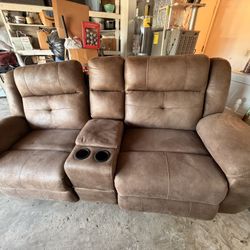 Brown Reclining Sofa 
