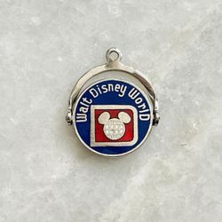 Vintage Walt Disney World Spinner Flip Sterling Silver Charm Epcot Mickey Mouse