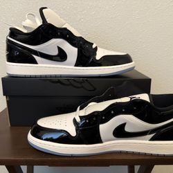 Nike Air Jordan 1 Low SE Concord Men's 12 White Black Patent Shoes DV1309-100