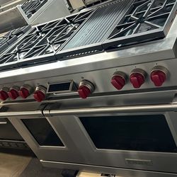 Wolf 48”Wide Dual Fuel Range Stove Stainless Steel 