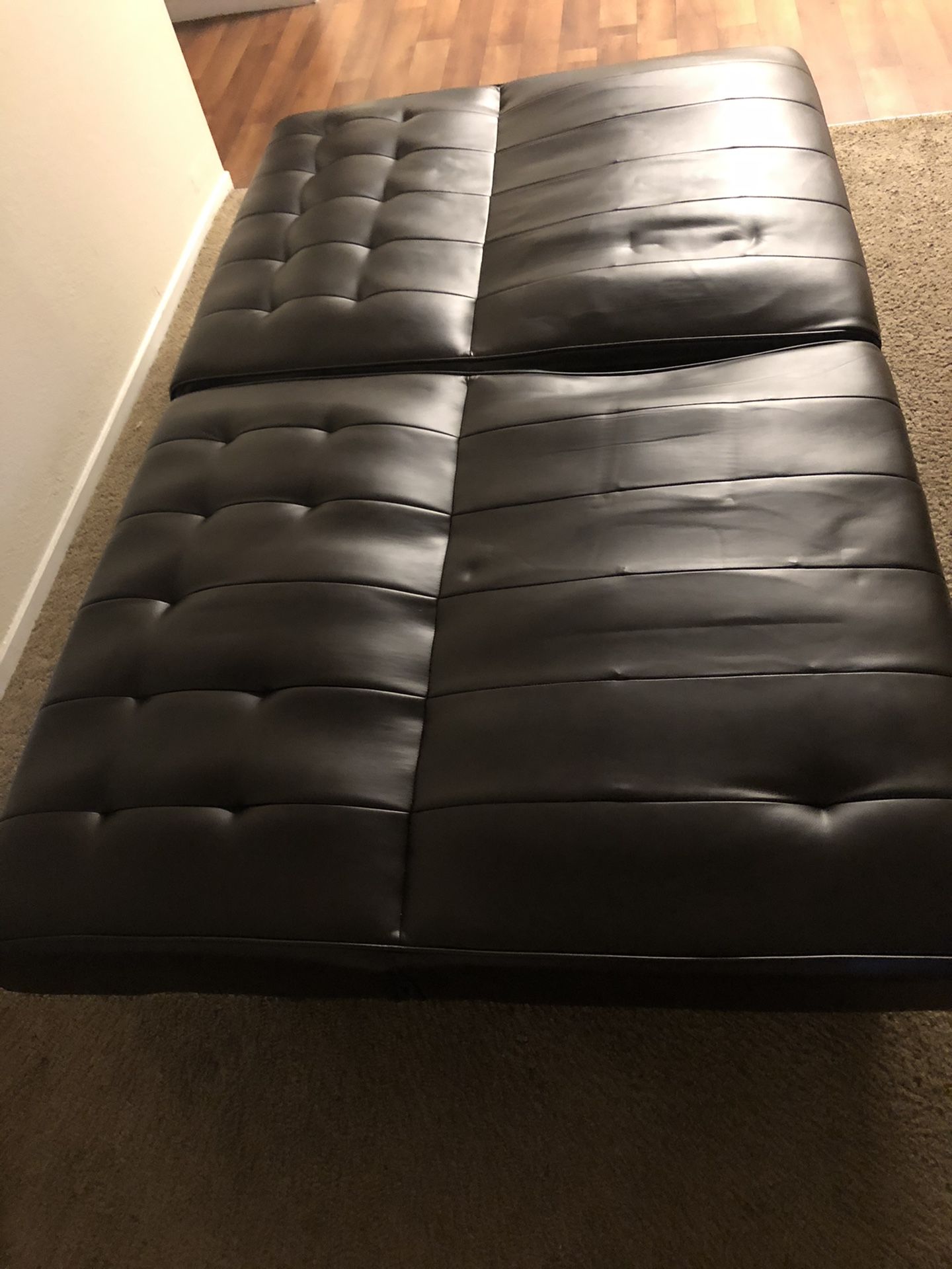 Faux leather futon