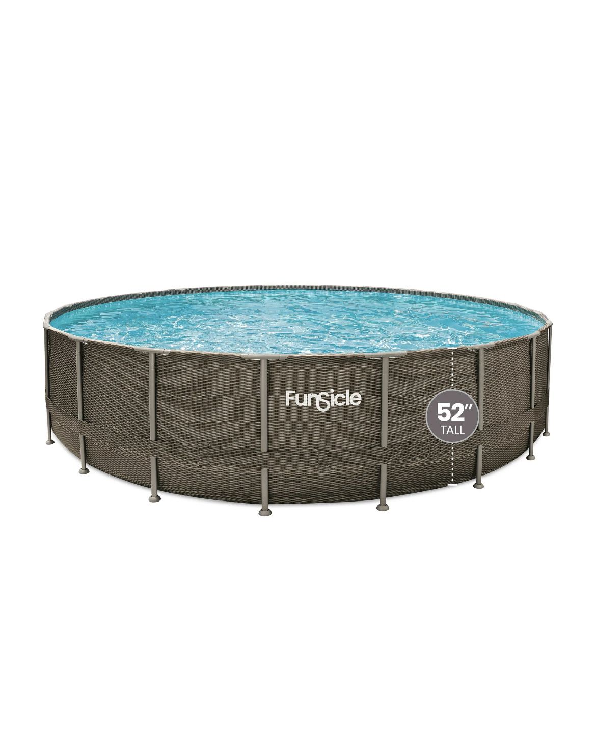 Funsicle 22 ft Oasis Designer Above Ground Frame Swimming Pool, Dark Double Rattan, Round, Age 6 & up