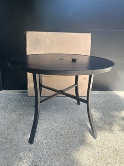 38” Round Black Metal Patio Table