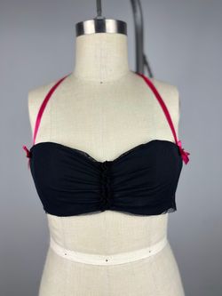 Fredericks Of Hollywood Black Pink Halter Bandeau Bra Top Size Small