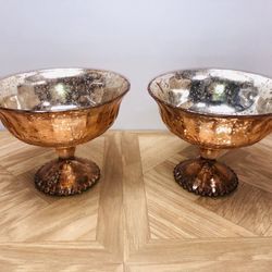 Afloral Gold Mercury Glass Centerpiece Bowl - 5.5" Tall x 7" Wide Signed Plitst