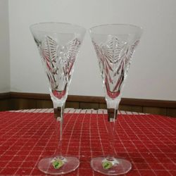 Waterford Millennium Collection Crystal Toasting Flutes Fluted Champagne Glasses Mint