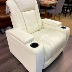 Party Time Power White Recliner