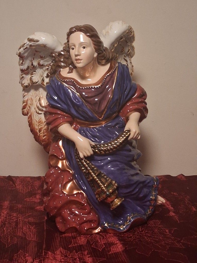 Angel Figurine Porcelain And Painted Cookie Jar 