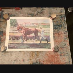 Vintage Walt Spitzmiller Thoroughbred Signed Lithograph 429/525 37x28