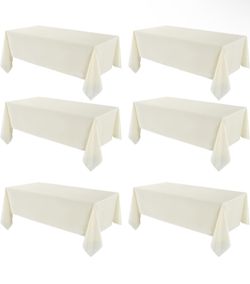 VidaFete Classic Series 6 Pack 90 * 132inch Ivory Rectangle Tablecloth