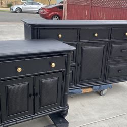 MCM black XL 7 drawer Dresser Chest With Matching Nightstand 