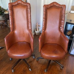 2 Vintage Wingback Office Chairs