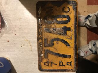 1947 motorcycle license plate