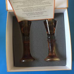 Rare very nice set of2 LIULI LIVING Crystal &Patè de Ferre Candleholder, Amber,