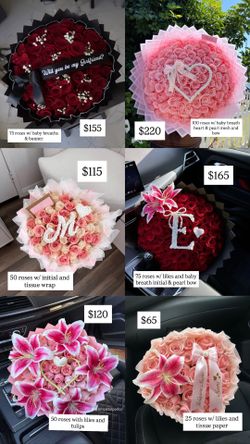 Ramo buchón rose bouquets girlfriend lilies anniversary