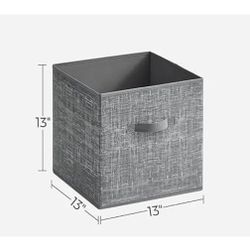SONGMICS 13" Storage Cubes Non-Woven Fabric Bins w/ Double Handles Set of 6 - Gray