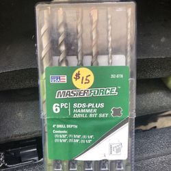 Brand New Masterforce® SDS-Plus 6-3/8" Masonry Hammer Drill Bit Set - 6 Piece