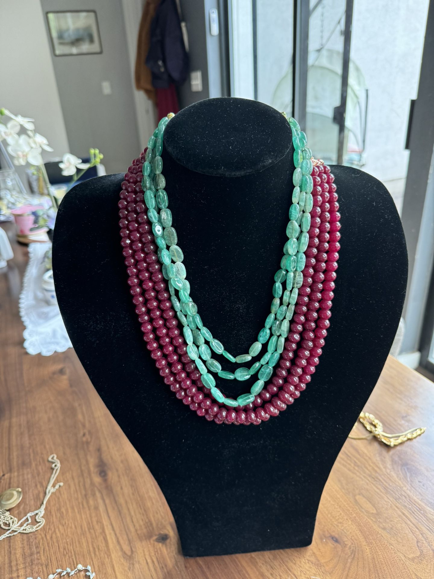 Natural Ruby Emerald Necklace
