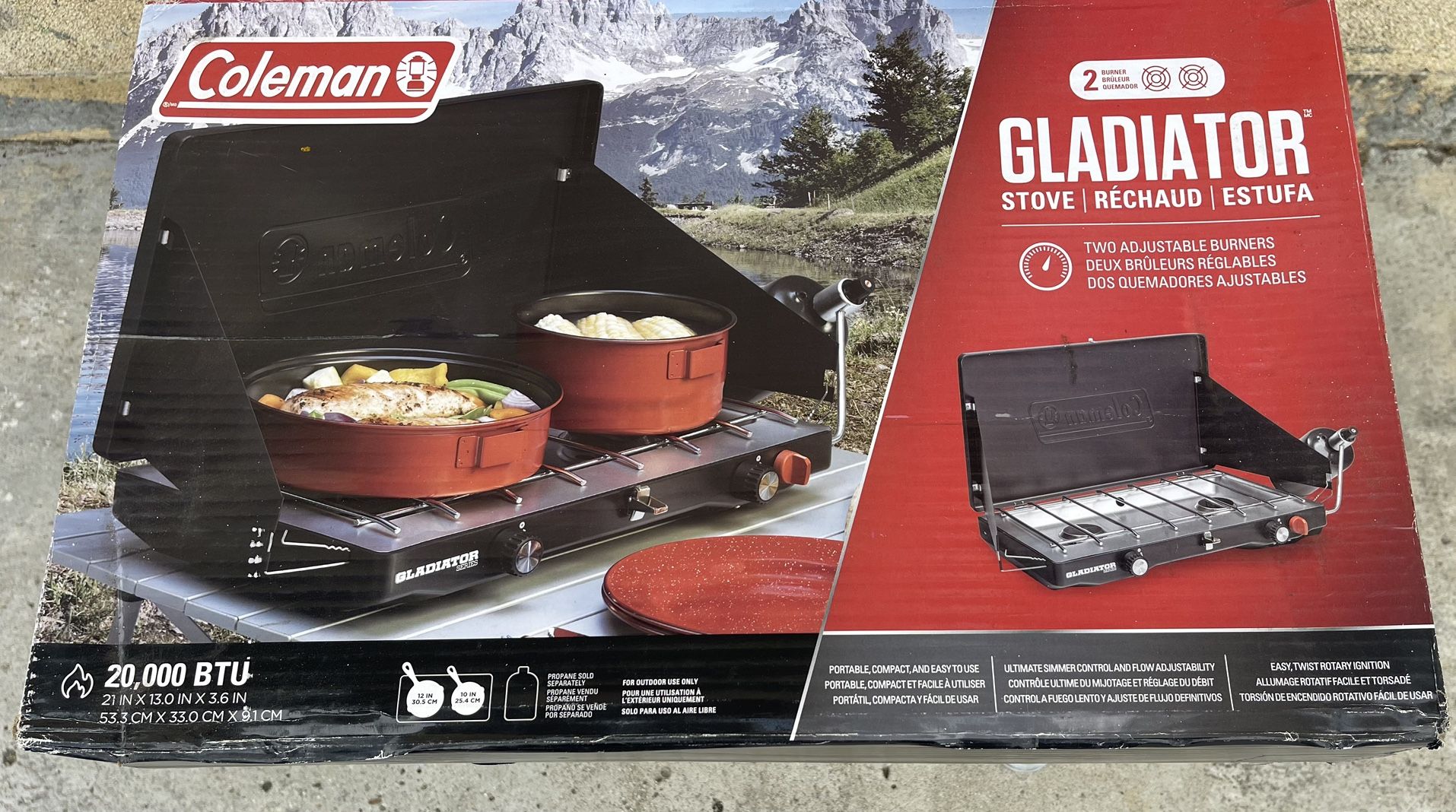 Coleman GLADIATOR Camping STOVE - 20K BTU 2 BURNERS Regulator Easy 