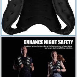 Weight Vest for Men Women, 12lb Adjustable Body Weight Vest, Reflective Stripe for Training, Running, Jogging, Walking, Black