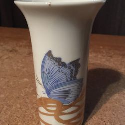 Rosenthal Germany Studio Linie Blue And Gold Butterfly Bud Vase Alain Le Foll