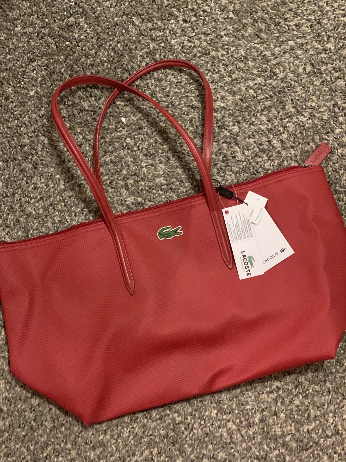 Brand New Lacoste Red Zip Tote Bag